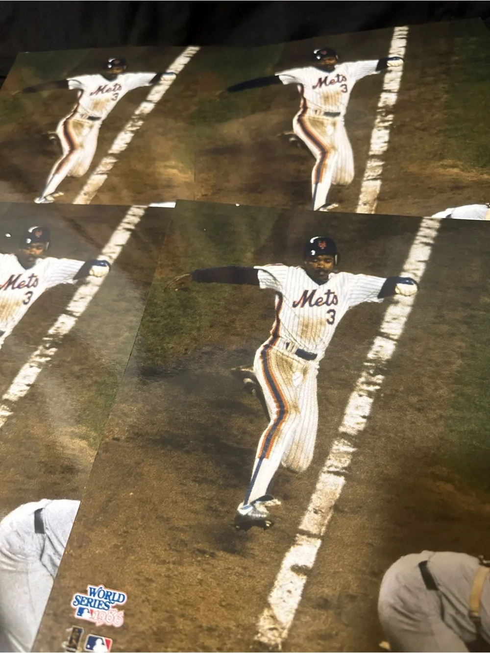 Rafeal Santana lot of 4 Mets 1986 World Series photos 8x10